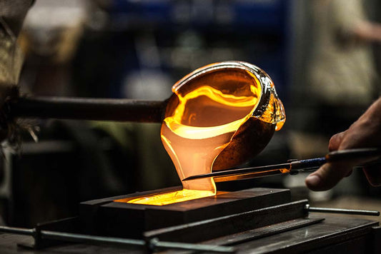 Glass being melted to make a recycled glass vase
