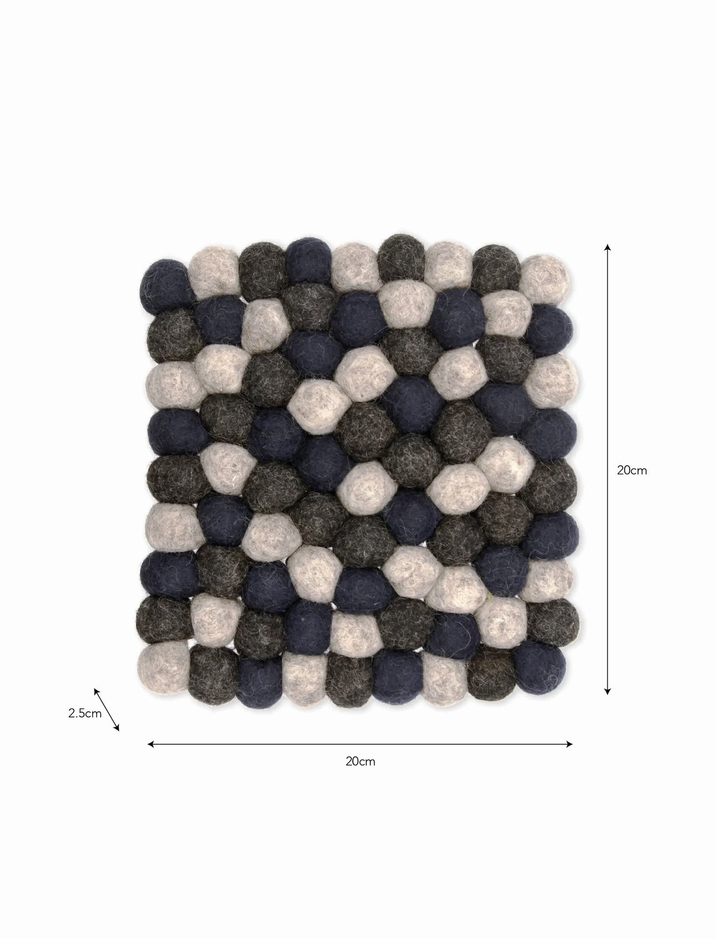 Handmade Square Fairtrade Felt Trivet Ink dimensions