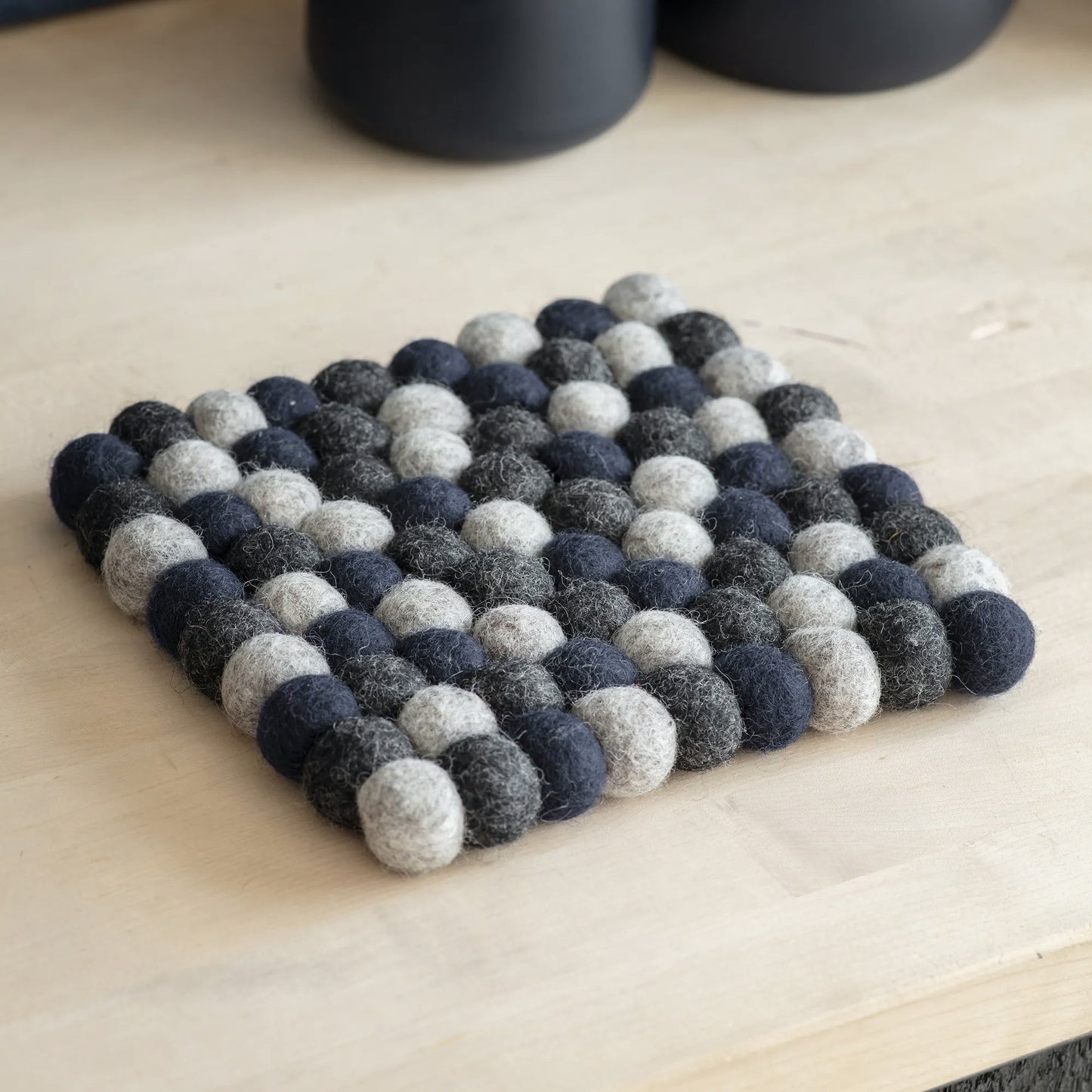 Handmade Square Fairtrade Felt Trivet Ink