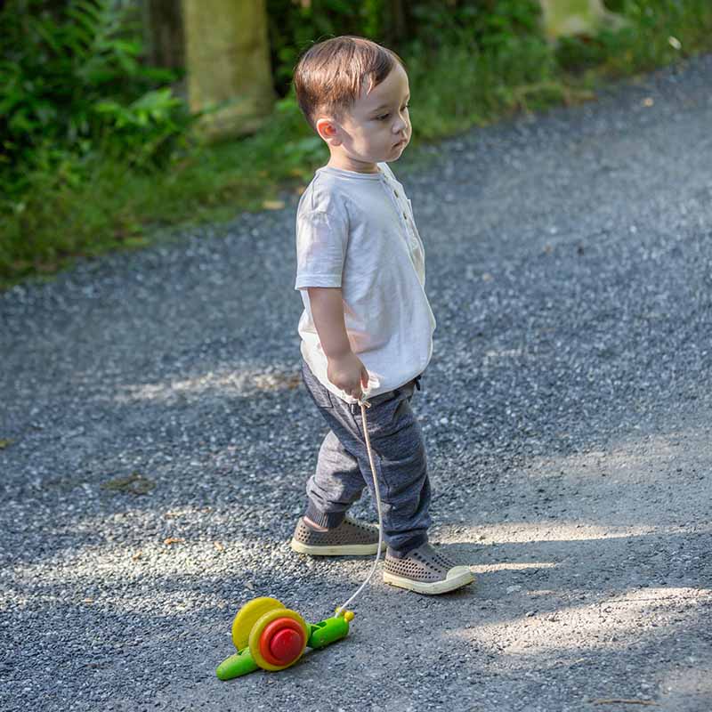Wooden Pull Along Toy Snail Boy