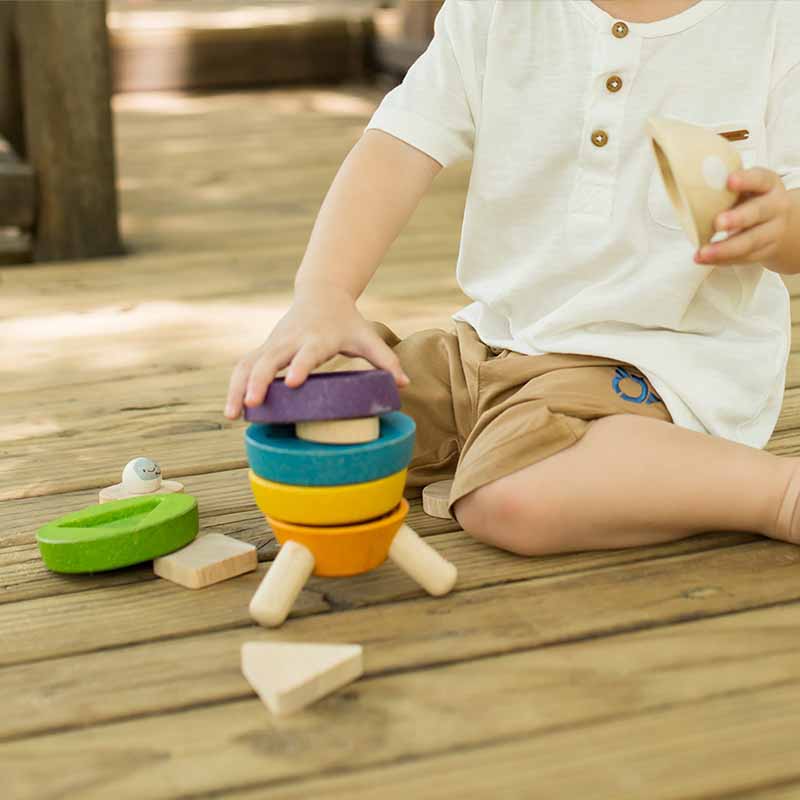 Wooden Stacking Rocket child playing 2