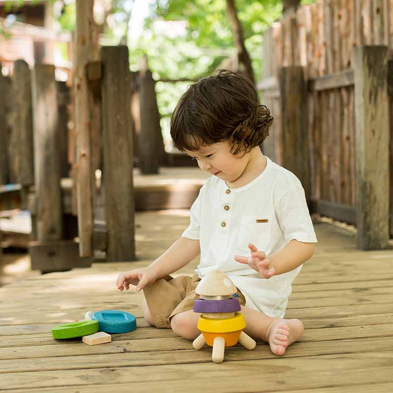 Wooden Stacking Rocket child playing 3