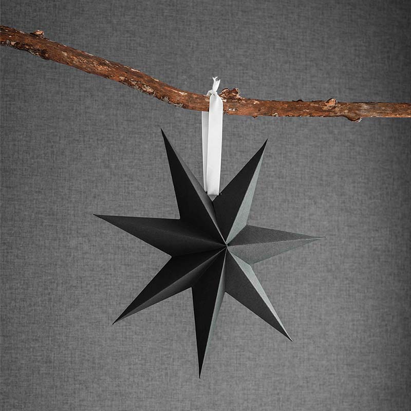 Small Cotton Paper Christmas Star Black
