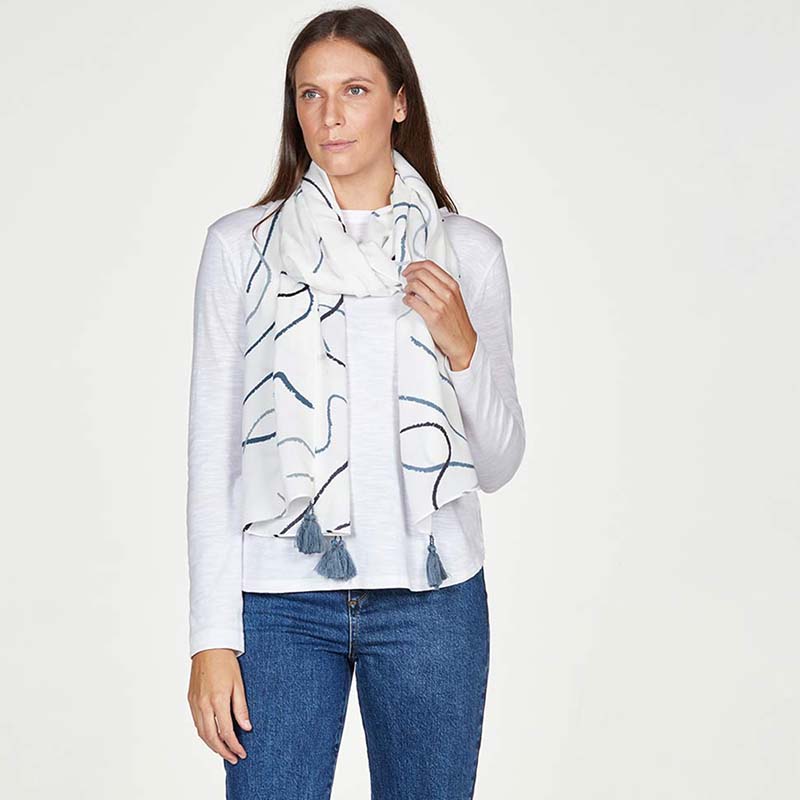 Life Drawing Printed EcoVero™ Scarf in Gift Box Model wearing