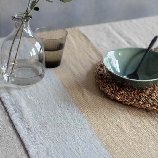 Linen Table Runner Turmeric Stripe