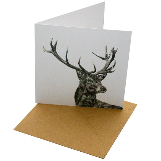 Recycled Paper Card Black and White Stag