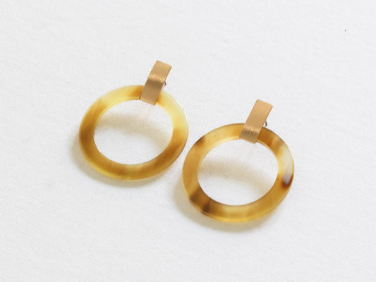 Faux Horn Recycled Resin Earrings Yellow
