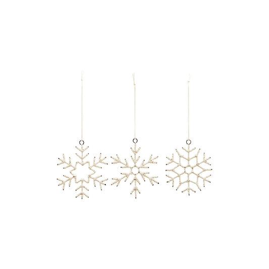 Set of 3 Cotton Christmas Snowflake Ornaments