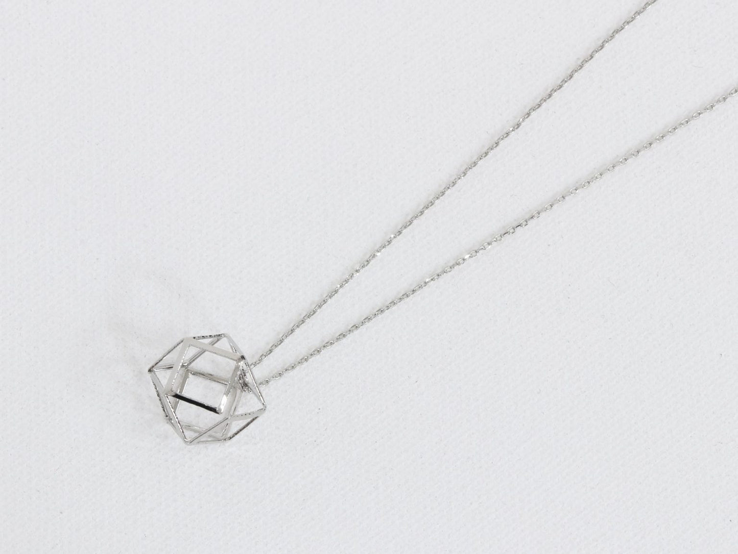 Necklace with Caged Pendant Silver