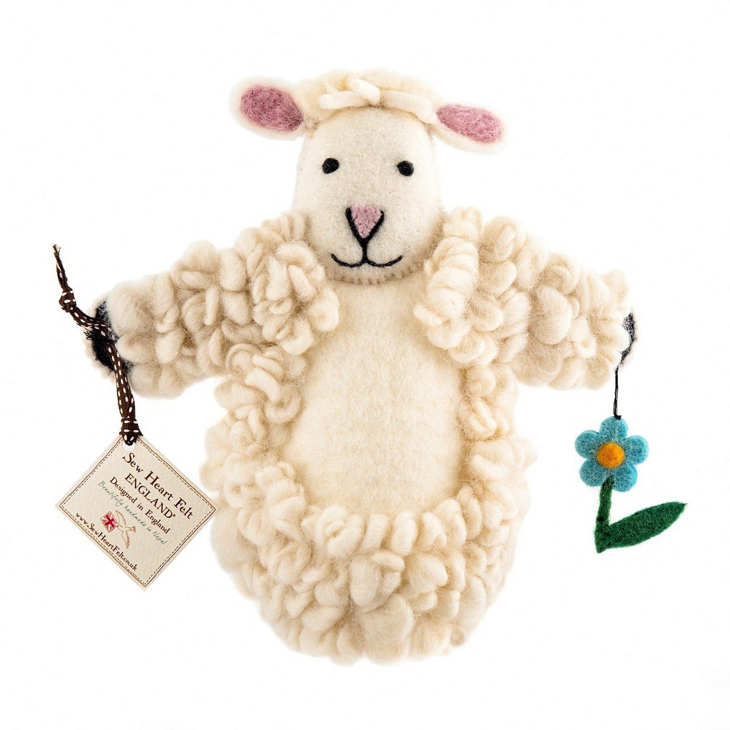 Handmade Sheep Organic Felt Hand Puppet Full
