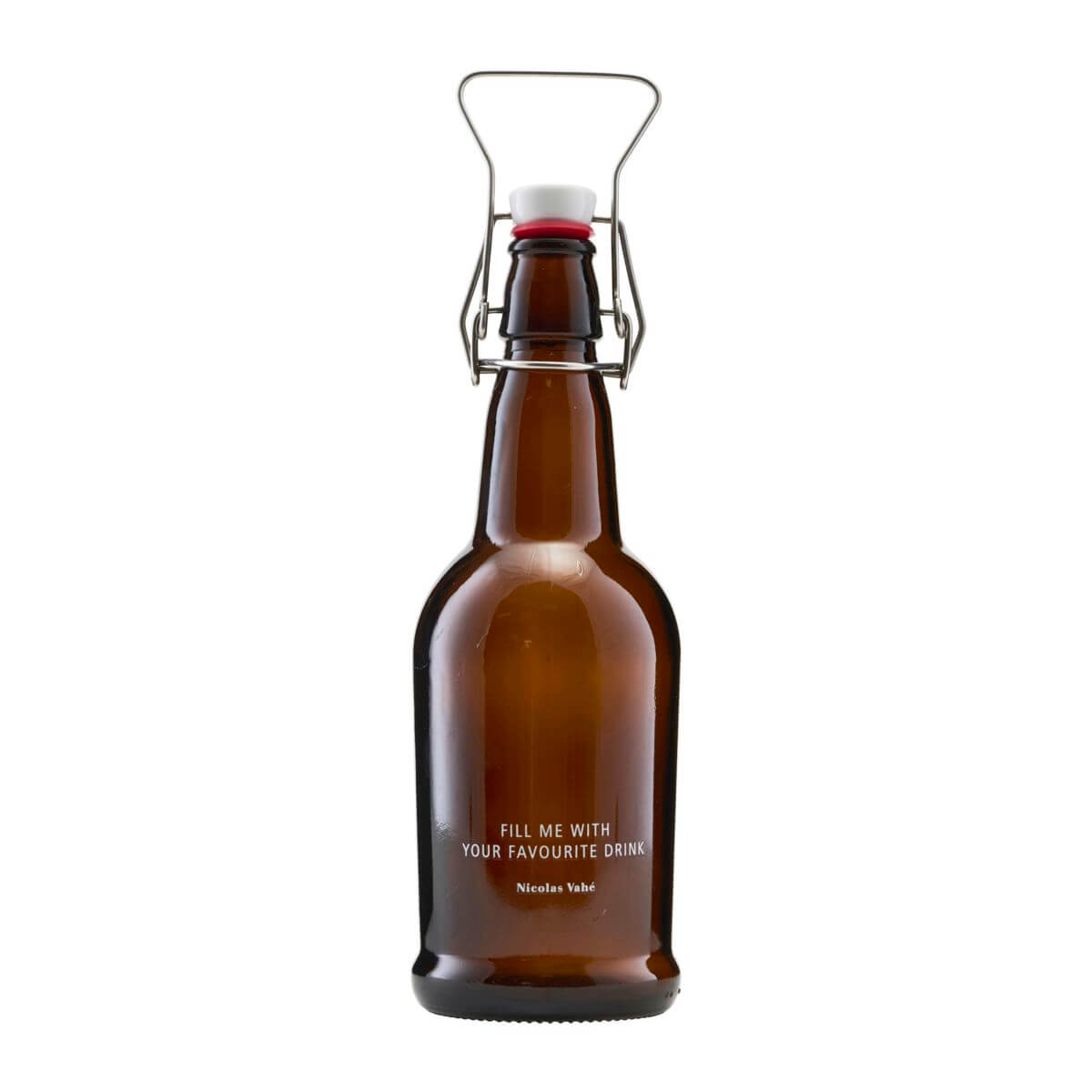 BROWN GLASS BOTTLE WITH CLIP-TOP LID 460ml