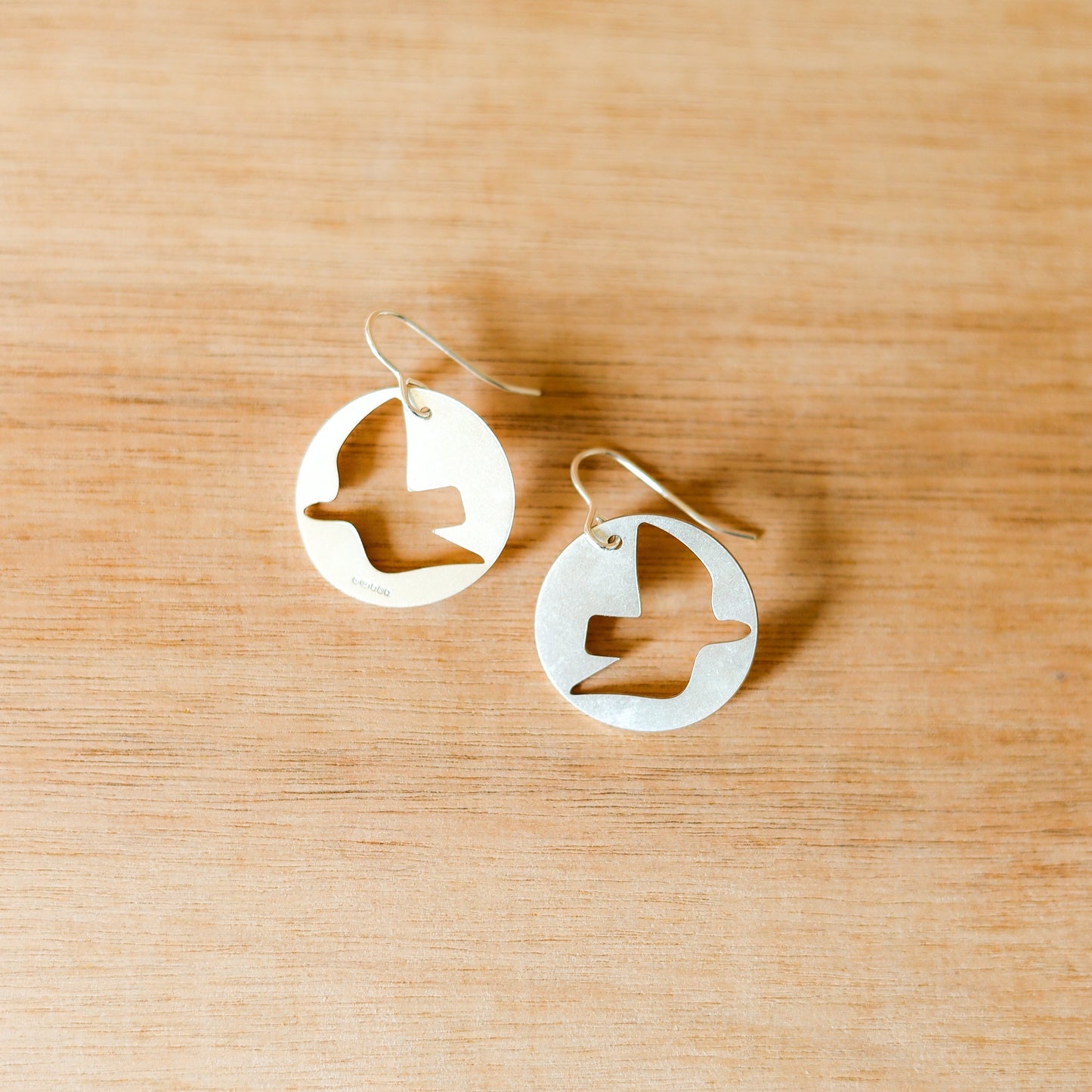 Pivot Recycled Silver Dove Disc Earrings