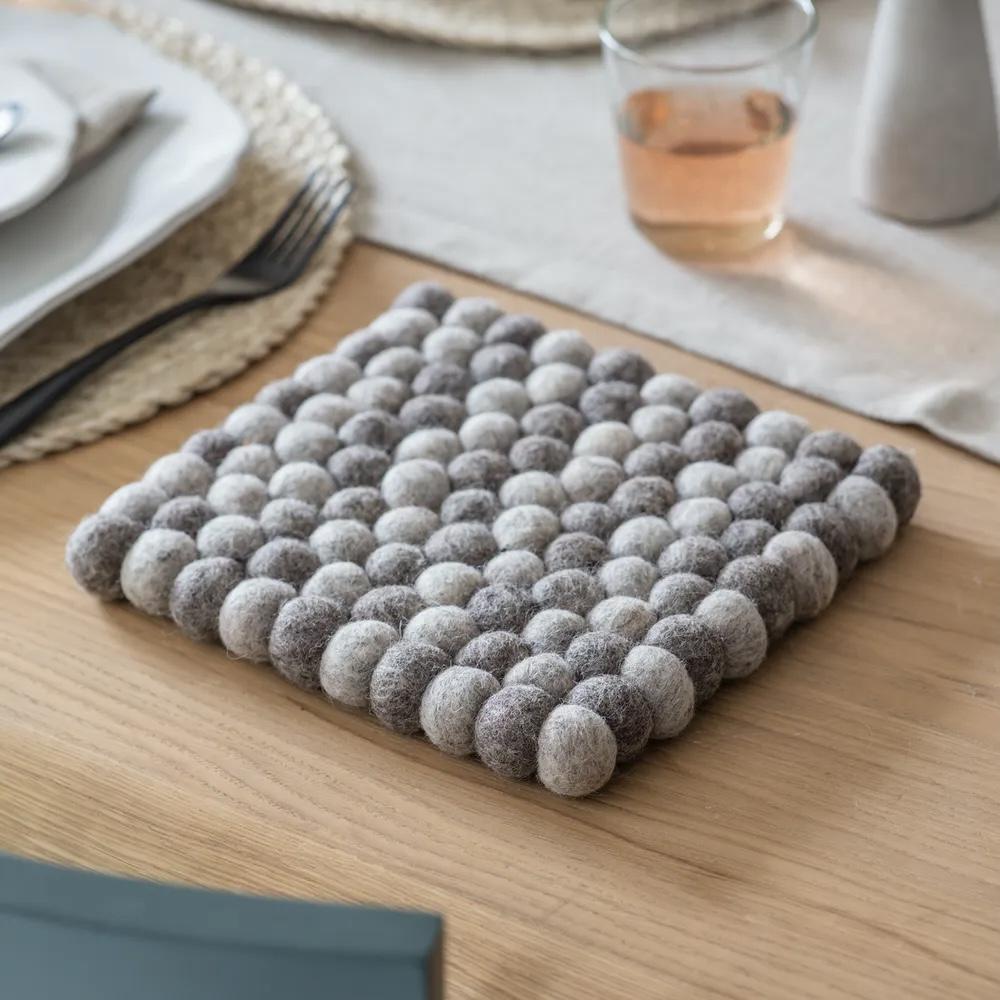 Handmade Square Fairtrade Felt Trivet Grey