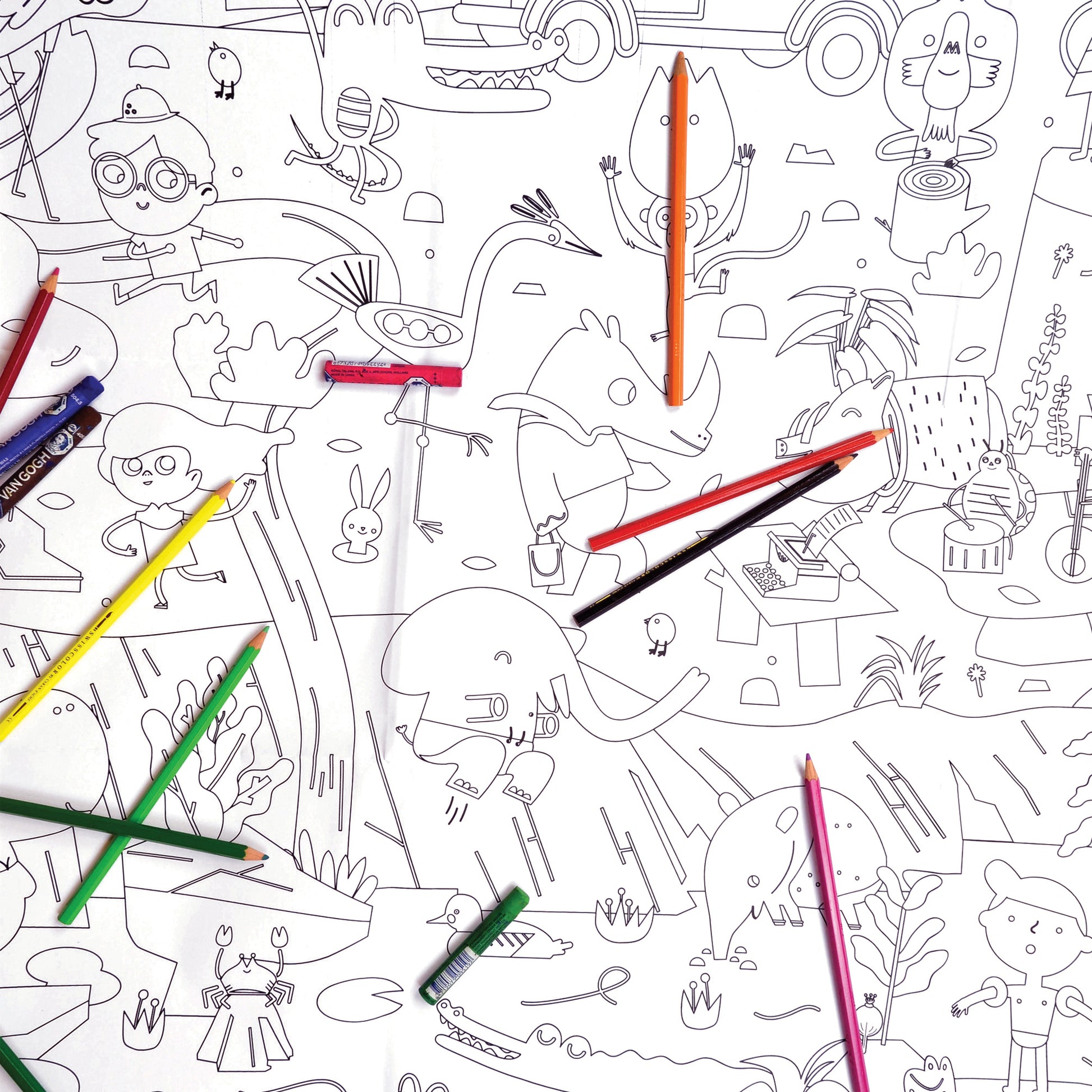 Giant Colouring Picture Jungle with pencils