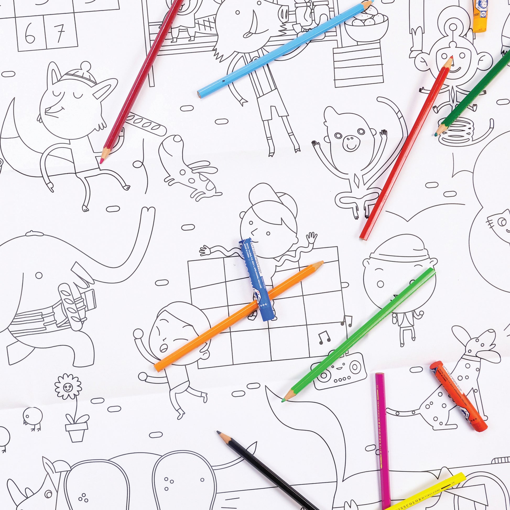 Giant Colouring Picture City with pencils