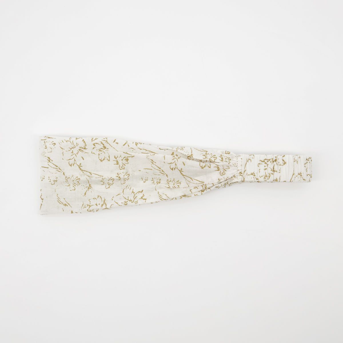 Cotton Headband Mustard & Off-White Narrow