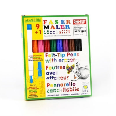 Felt-tip Pens Set of 9 PLUS 1 Eraser Pen