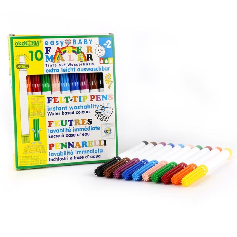 Washable Felt-tip Pens - Set of 10 colors