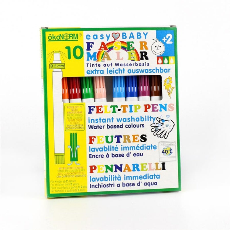 Washable Felt-tip Pens - Set of 10 colors