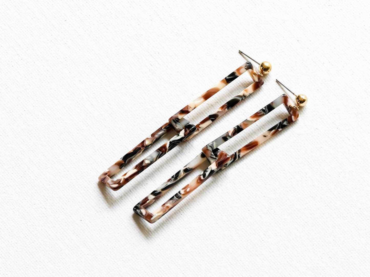 Resin Links Earrings Brown