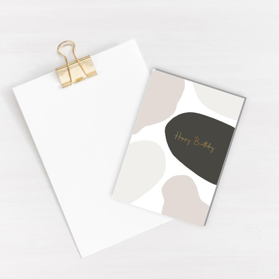 Happy Birthday Monochrome Gold Foiled Recycled Card