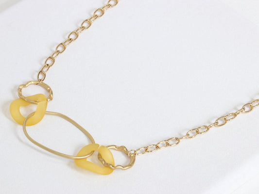 Resin Statement Necklace Gold Yellow