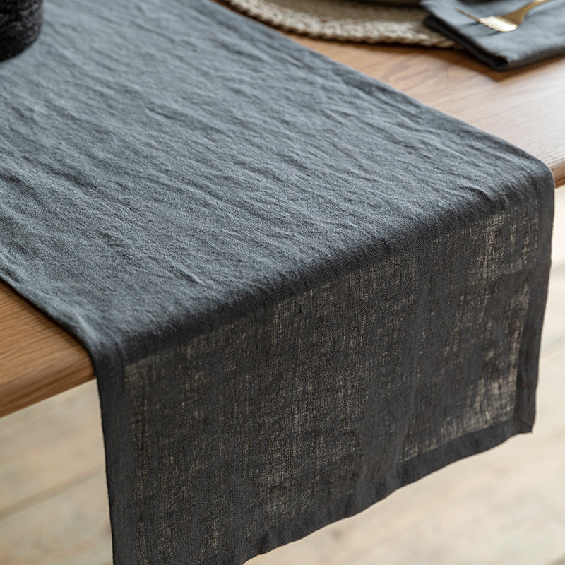 Linen Table Runner Charcoal