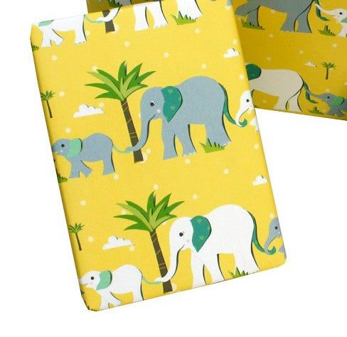 Recycled Wrapping Paper Childrens Yellow Elephants