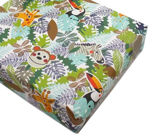 Recycled Wrapping Paper with Gift Tag Children's Jungle Animals