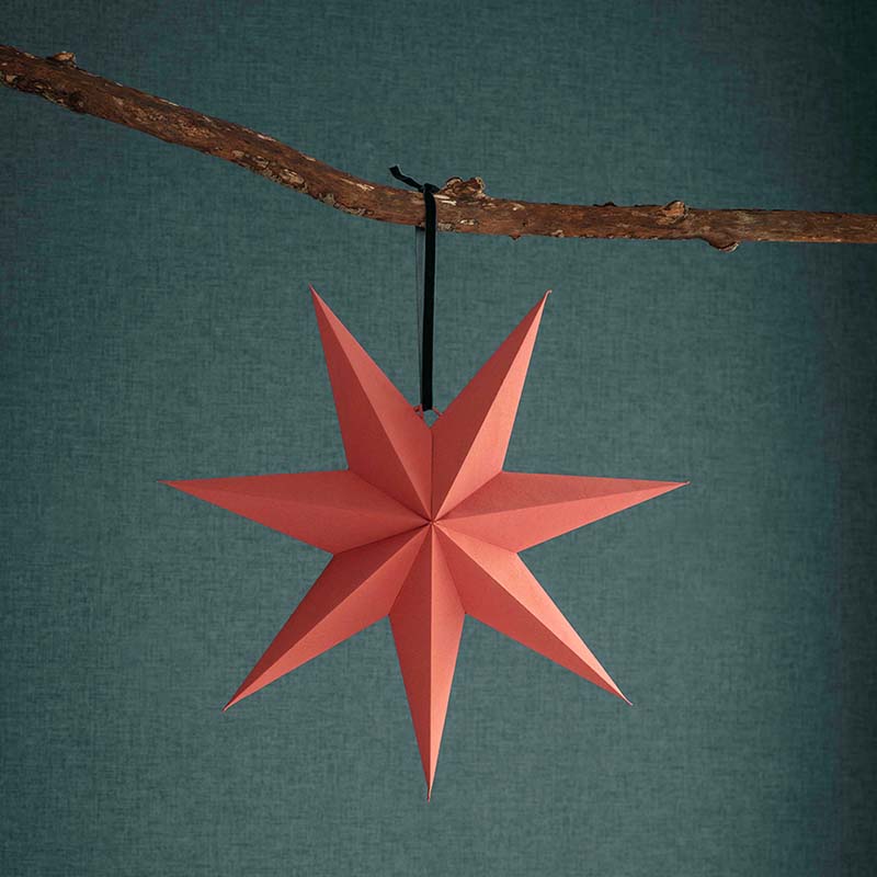 Small Cotton Paper Christmas Star Brick Red