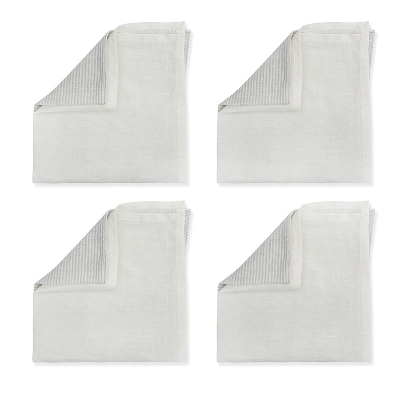 Set of 4 Linen Napkins Flint Stripe