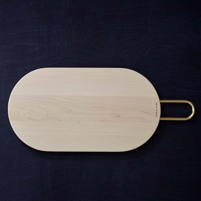 Wide Wooden Pill Board with Brass Handle dark