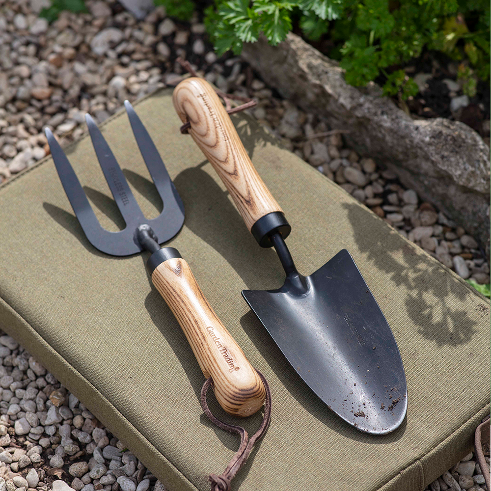 Wooden Handle Fork & Trowel Set
