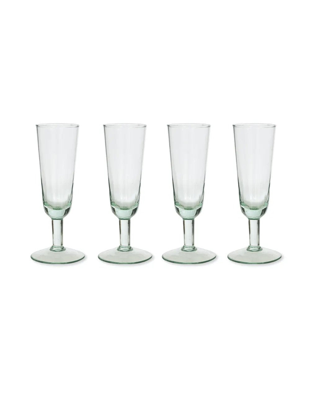 Recycled Glass Champagne Flutes - Set of 4