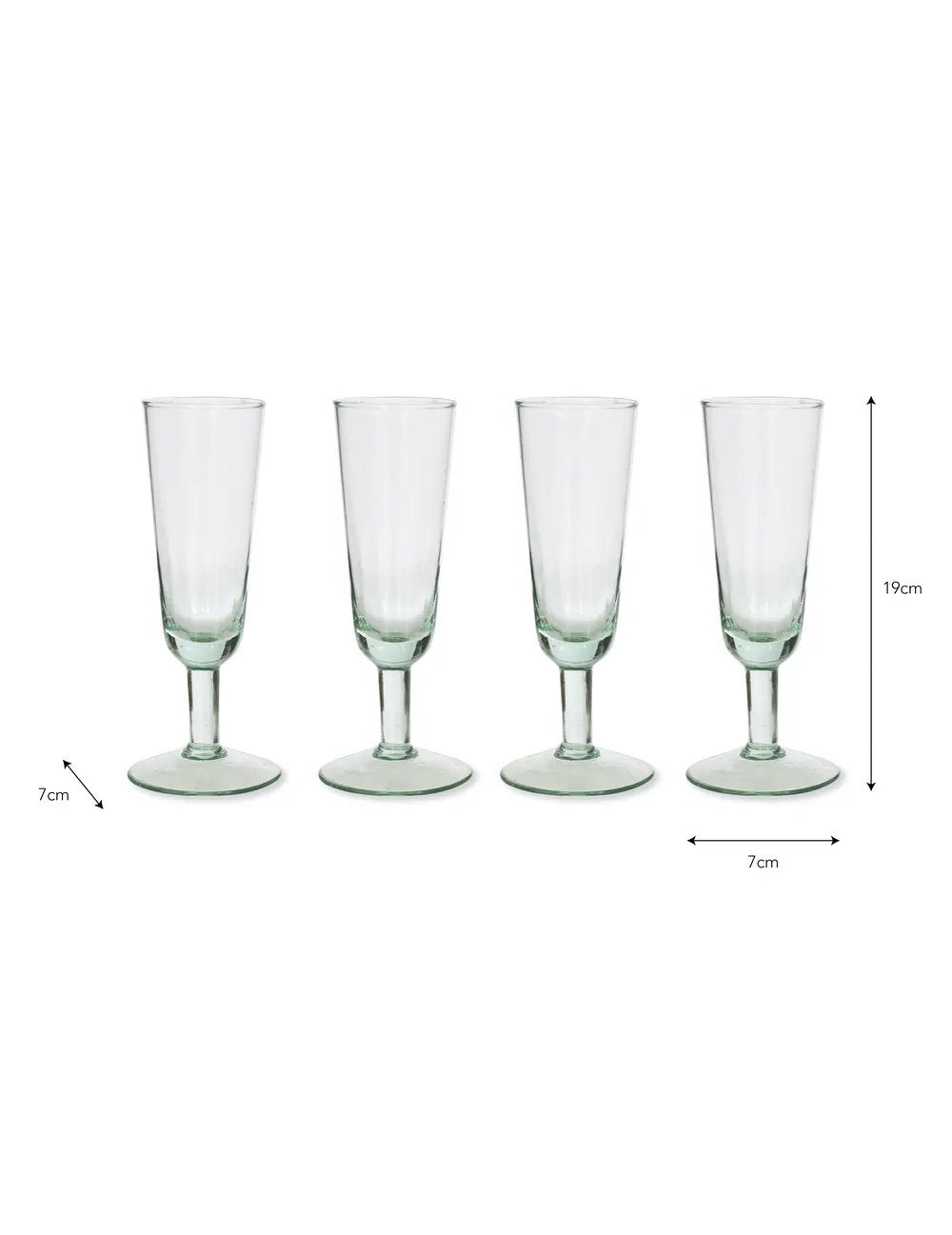 Recycled Glass Champagne Flutes - Set of 4