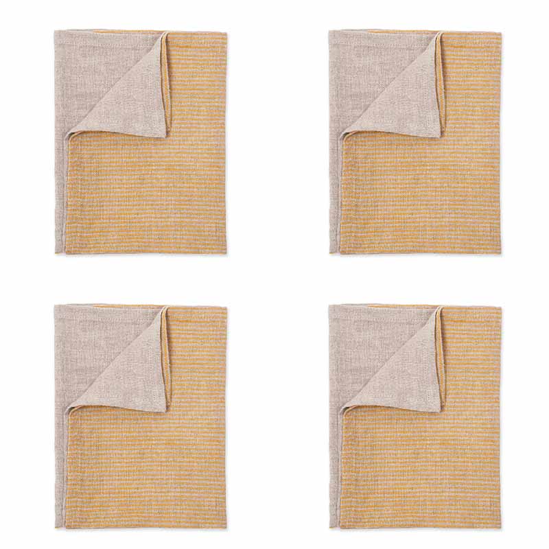 Set of 4 Linen Napkins Turmeric Stripe cutout