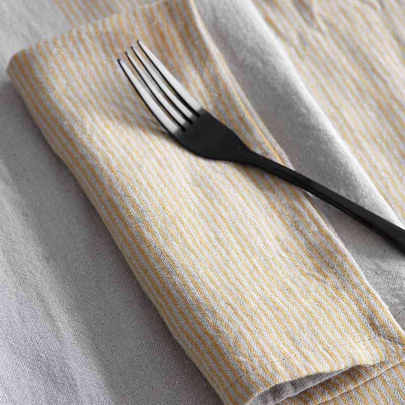 Set of 4 Linen Napkins Turmeric Stripe