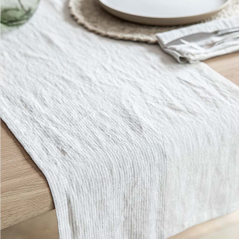 Linen Table Runner Flint Stripe