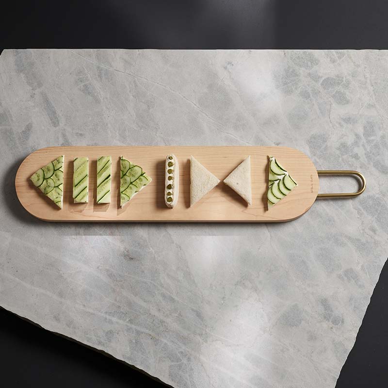 Long Wooden Pill Board with Brass Handle on cloth