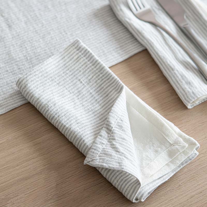 Set of 4 Linen Napkins Flint Stripe