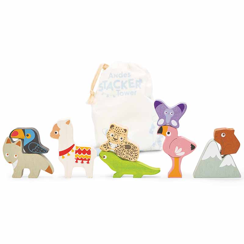 Wooden Andes Stacking Animals & Bag stacked