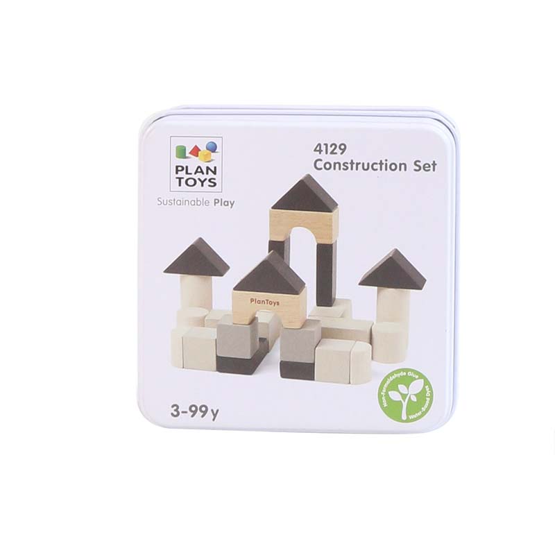 Wooden Construction Set Blocks Box