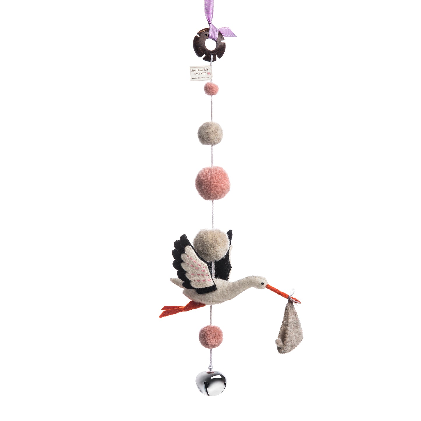 Stork Pom Pom Nursery Garland Organic Felt