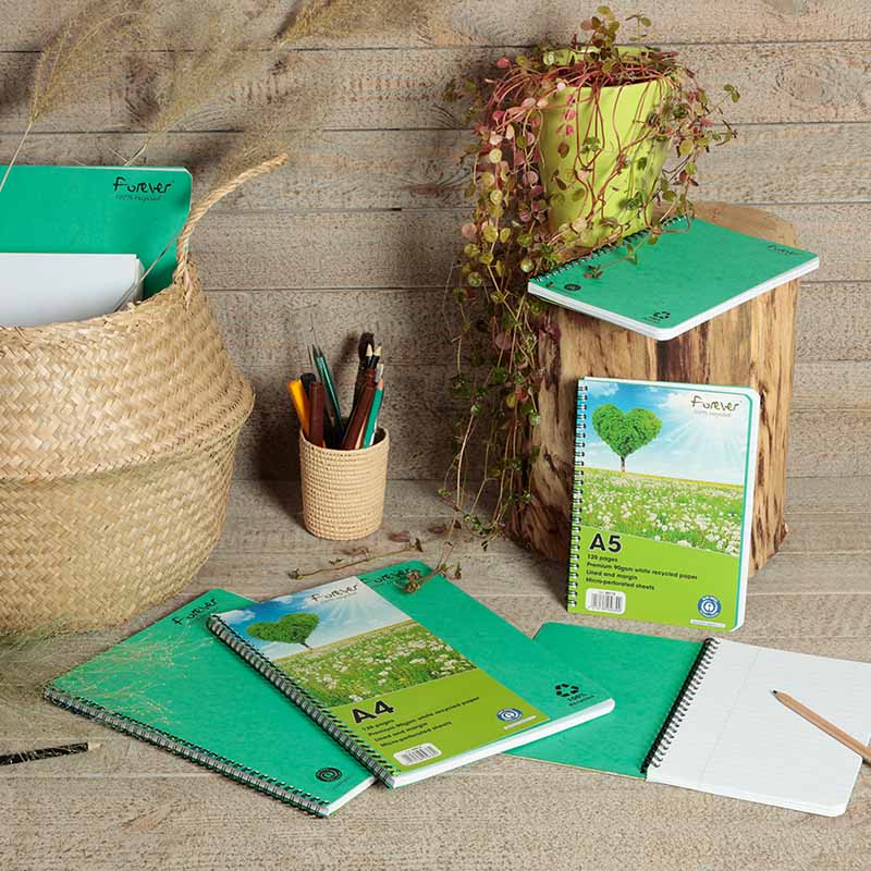 Set of 5 Forever Recycled Paper Notebook A4 collection