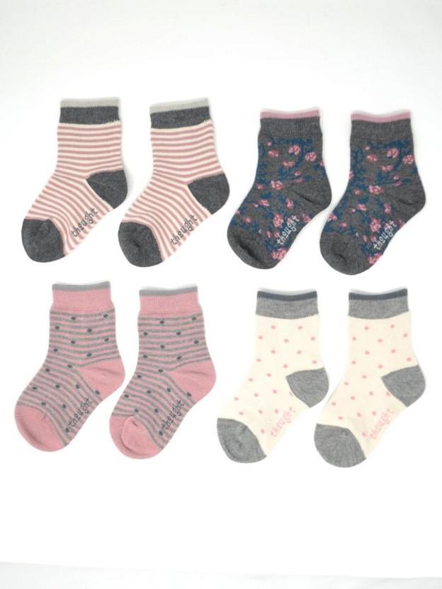 4 Pairs of Bamboo & Organic Cotton Baby Socks All