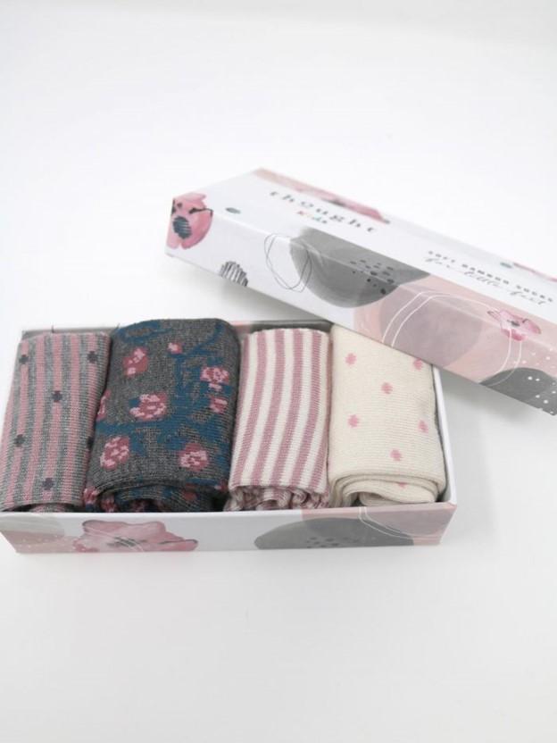 4 Pairs of Bamboo & Organic Cotton Baby Socks in Gift Box
