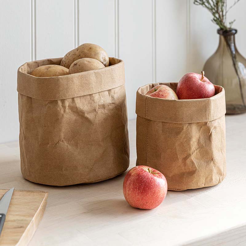 Set of 2 Round Kraft Storage Bags