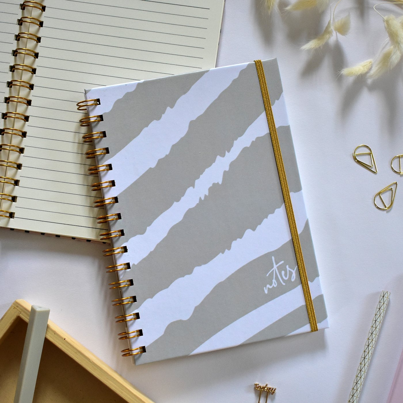 Grey Zebra Striped Spiral Notebook