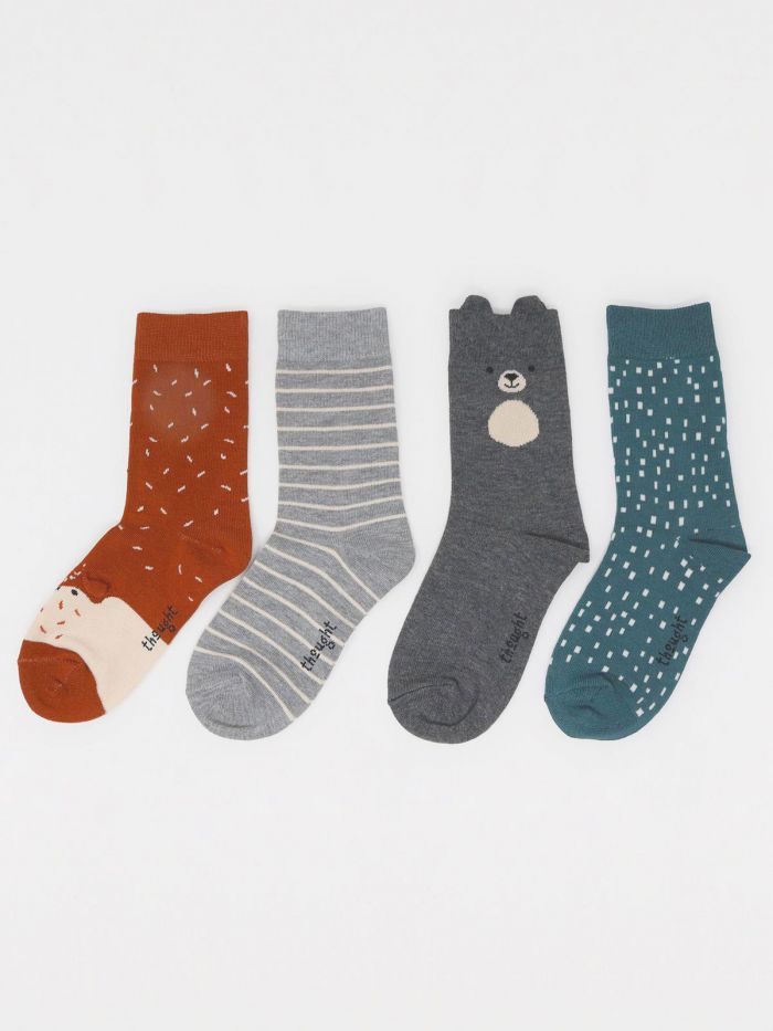 4 Pairs Organic Cotton Animal Children's Socks in Gift Box