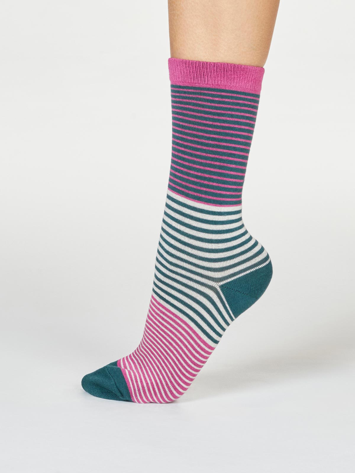 Bamboo & Organic Cotton Socks Stripes Violet Pink Ladies 4-7 One